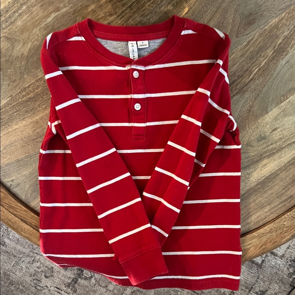 Janie and Jack Red Striped Long Sleeve Tee